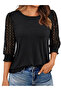 Women's three-quarter sleeve crew neck viscose blouse with lace detail - 4