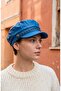 Chain Detailed Black Leather Cap Hat Women's Winter Newsboy Hat Faux Leather Stylish Cap Model - 7