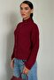 Burgundy Stand Collar Buttoned Knitwear Women's Cardigan Mg2908 - 5
