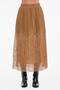 Women's Pleated Detailed Design Long Skirt with Elastic Waist and Lining