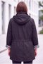 Zebra Lining Detailed Plus Size Cotton Trench Coat Black - 6