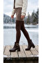 Women's Leather Look Large Buckle Thick Heeled Casual Boots - 7