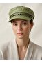Chain Detailed Black Leather Cap Hat Women's Winter Newsboy Hat Faux Leather Stylish Cap Model - 4