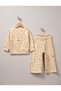 Simit Yaka Metered Floral/Bowknot Printed Sweatshirt/Wide Leg Ribbed Sweatpants 3 Thread Ribbed Set - 2