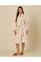 Women Beige Jacquard Velour Shawl Collar Bathrobe L 114cm - 2