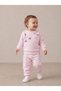 Simit Yaka Happy Printed Sweatshirt with Pocket Detail / Ribbed Sweatpants 3 Thread Ribbed Set