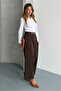 Maxi Pleated Belted High Waist Palazzo Trousers - 3