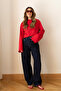 Red Oversize Spanish Sleeve Basic T-Shirt - 2128 - 3