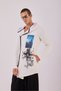 Men's White Chinese Printed Sharddon Poncho - 2