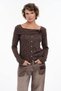 Women's Knitwear Fabric Shoulder Fold Detailed Design Blouse - 5