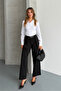 Maxi Pleated Belted High Waist Palazzo Trousers