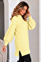 Knitwear Sweater with Pearl Detail on Sleeves K6042 Lemon Yellow - 3