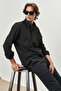 Men's Black Slim Fit Slim Cut Button-Down Collar Cotton Oxford Shirt - 7