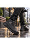 Men's Black Faux Leather Boots |   Winter Outdoor Boots |   Rubber Laced Side Zipper Casual Boots - 6