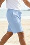 Men Light Blue Plain Drawstring Shorts - 3