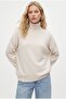 Women's New Teressa Light Beige Turtleneck Oversize Knitwear Sweater - 3