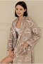 Women's Long Sleeve Welsoft Cloud Patterned Mink Dressing Gown C9T6N381 - 3