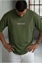 Men's Khaki Spectacular White Printed Oversize Salas T-Shirt