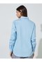 Blue Solid Longlined Long Sleeves Oversized Shirt - 5