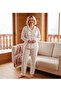 Women's Suede Fabric Front Buttoned Long Sleeve Pajama Set