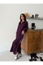 Modal Fabric Striped Double Suit - 2474-Burgundy