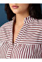 Brown Striped Long Sleeve Blouse for Women - 4