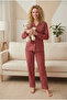 Women's Suede Fabric Front Buttoned Long Sleeve Pajama Set