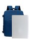 Dark Blue Plain Backpack with Shoe Compartment - 5