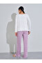 Pink Ribbed Heart Print Boat Neck Top and Solid Pants Pyjama Set - 5