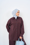 Women's Single Pocket Detailed Shirt Suit Plum - 3