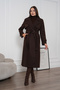 Women's Windbreaker Detailed Belted Double-Breasted Buttoned Lined Long Cashmere Coat - 7