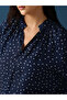 Womens Blue Polka Dot Long Sleeve Blouse - 4