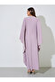 Purple Solid Batwing Sleeves V-Neck Maxi Kaftan - 4
