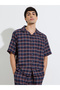 Multi-Color Checked Short Sleeves Shirt and Straight Leg Pants Pyjama Set - 2