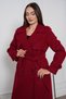 Women's Windbreaker Detailed Belted Double-Breasted Buttoned Lined Long Cashmere Coat - 4