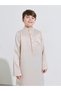 Teen Boys Beige Solid Band Collar Full Length Thobe - 2