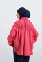 Women's Elasticated Wrists, Balloon Sleeves, Adjustable Waist Shirt, Red - 5