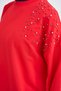 Women's Stone and Pearl Detailed Sweatshirt Red - 5