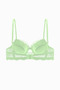 3-Piece Women's Lace Padded Bra Set - Adjustable Straps - Green - 3