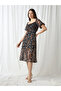 Multi Floral Midi A-Line Dress with Puff Sleeves - 6