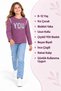 14009-26 Girl's Floral You Printed Seasonal Combed Cotton Sweatshirt - 5