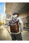 حقيبة ظهر من الجلد الصناعي بلون القهوة مع غطاء علوي قابل للطي - 2