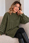 Knitwear Sweater with Pearl Detail on Sleeves K6042 Khaki - 2