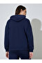 Dark Blue Printed Zip-Up Longlined Oversized Hoodie - 7