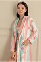 Women's Long Sleeve Welsoft Blue-Pink Long Dressing Gown C8T7N281 - 3