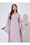 Purple Solid Batwing Sleeves V-Neck Maxi Kaftan - 2