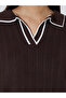 Brown Knit Top with White Trim - 3