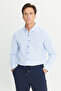 Men's Light Blue Slim Fit Slim Fit Button-Down Collar Cotton Shirt