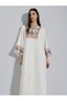 Cream Geometric Print Long Sleeves Midi Jalabiya - 2