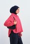 Women's Elasticated Wrists, Balloon Sleeves, Adjustable Waist Shirt, Red - 4